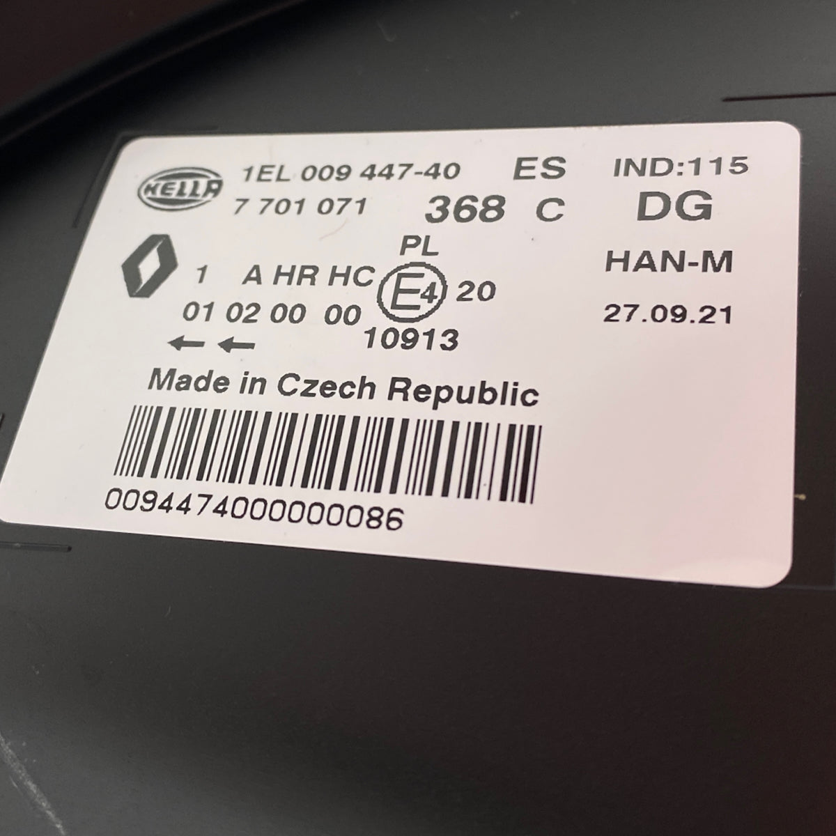 Pièce d'origine Phare avant droit pour Renault Scenic II phase 2 7701071368