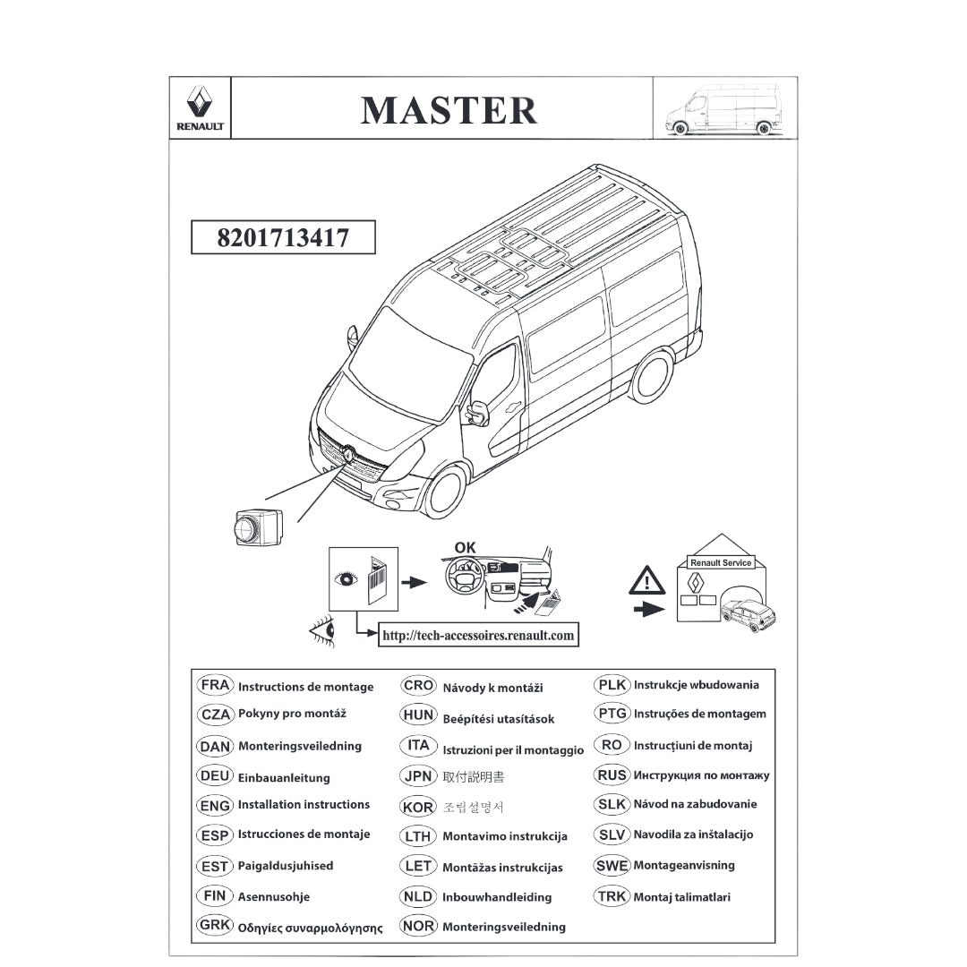 Pièce d'origine Caméra frontale 180 degrés pour Renault Master Opel Movano B Nissan NV400 8201713417