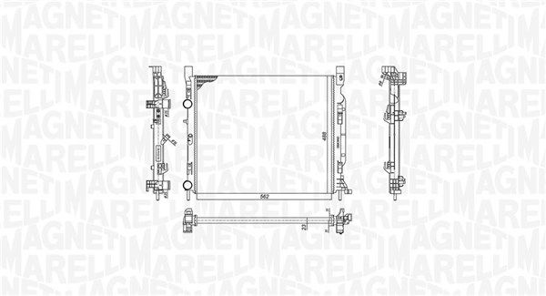 Dessin technique du fabricant — Radiateur de refroidissement moteur — Magneti Marelli 350213186900