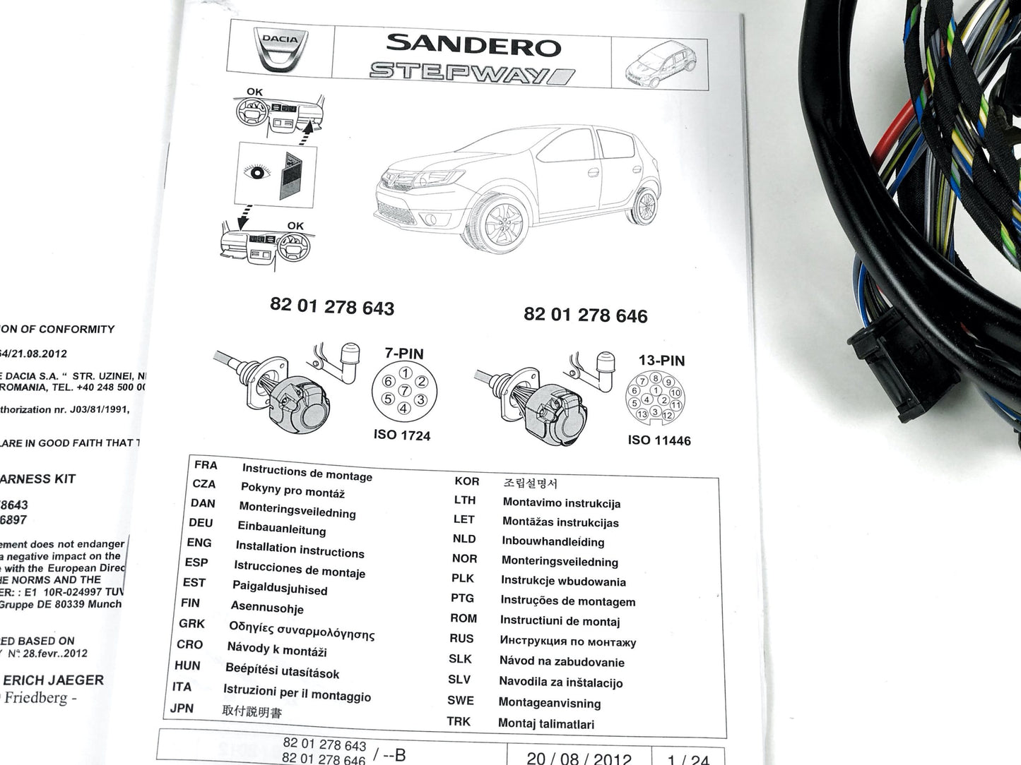 Pièce d'origine Faisceau d'attelage pour Dacia Sandero II 8201278643