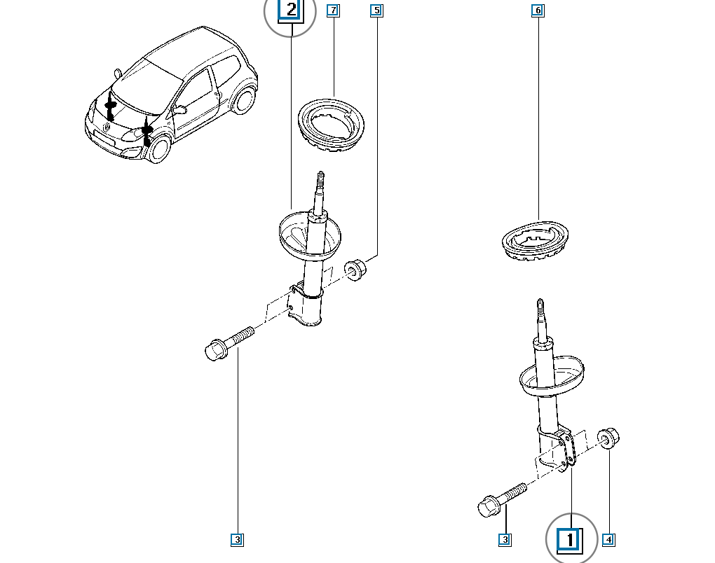Pièce d'origine Amortisseur avant pour Renault Twingo II 8200750081.