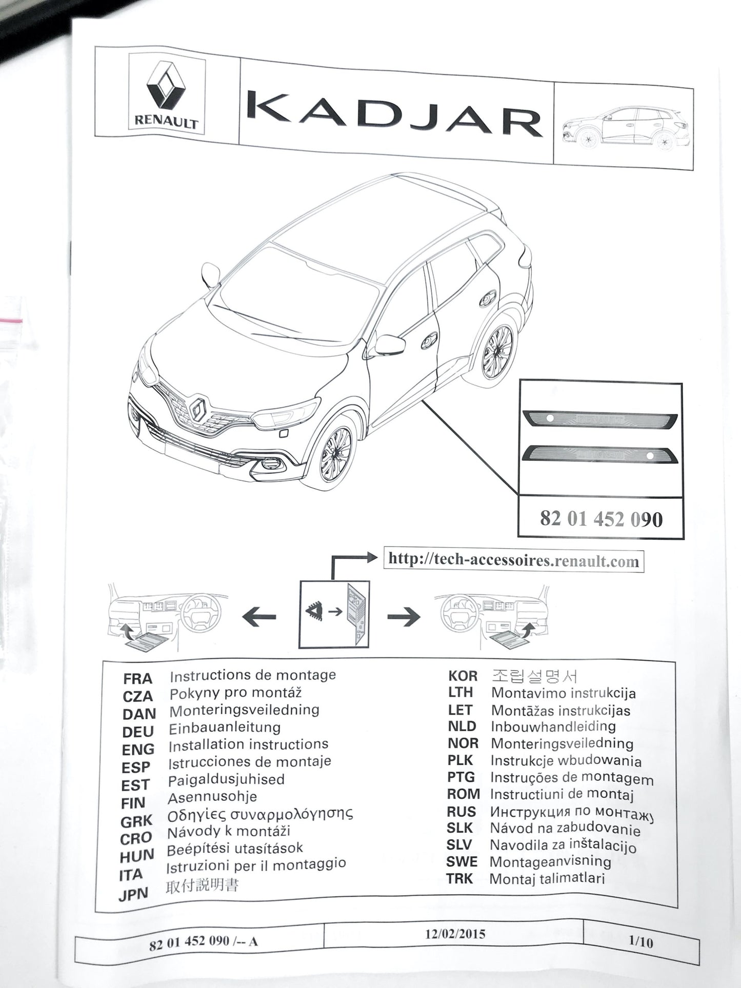 Pièce d'origine Baguettes décoratives éclairées LED pour Renault Kadjar 8201452090