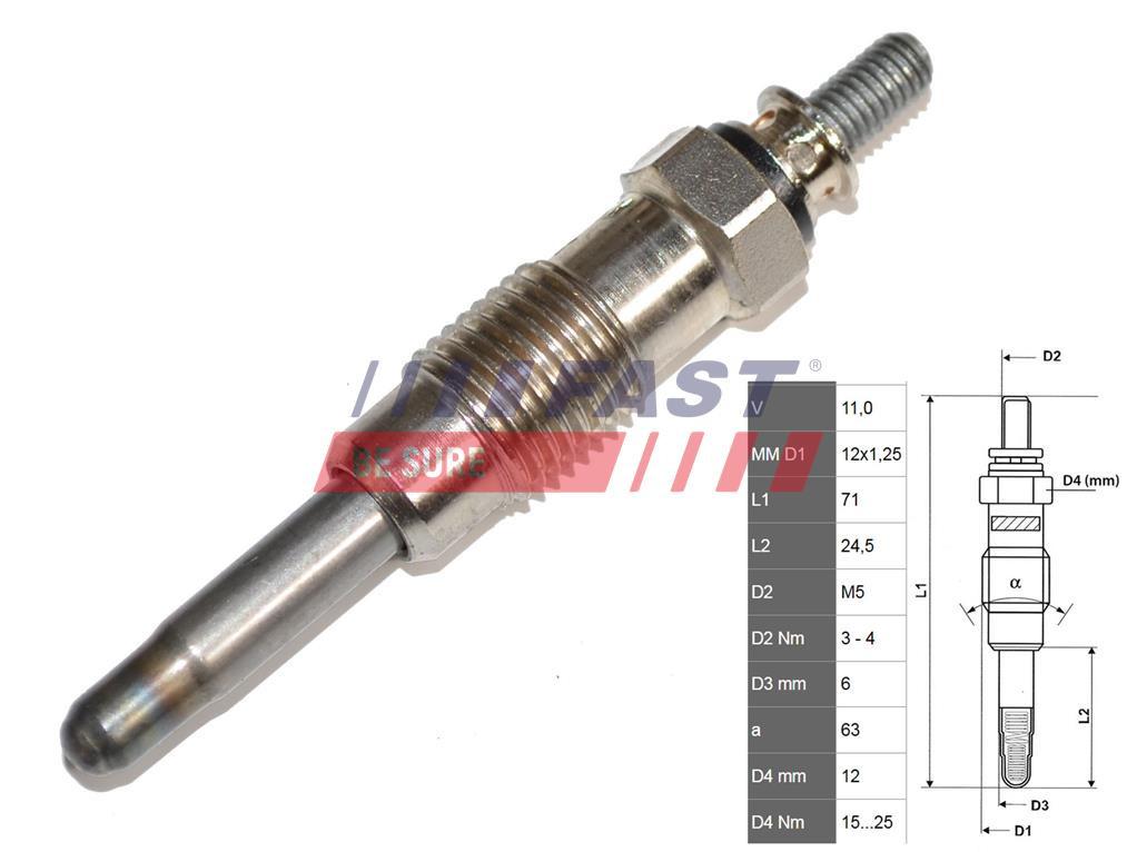 BOUGIE DE PRÉCHAUFFAGE FIAT DUCATO 94> 1.9TD.