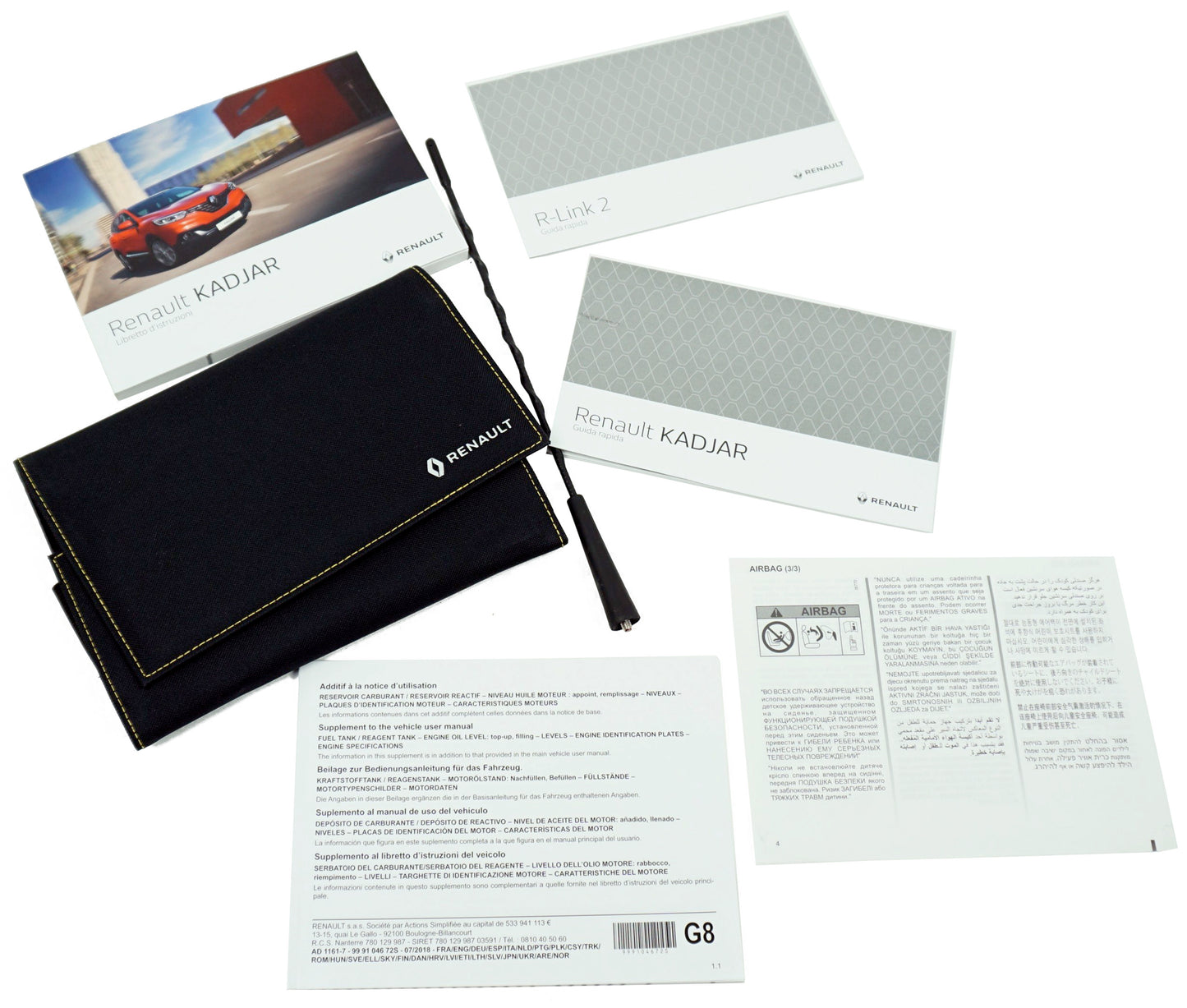 Pièce d'origine Manuel d'utilisation avec pochette et antenne pour Renault Kadjar RMC_PIPIV2