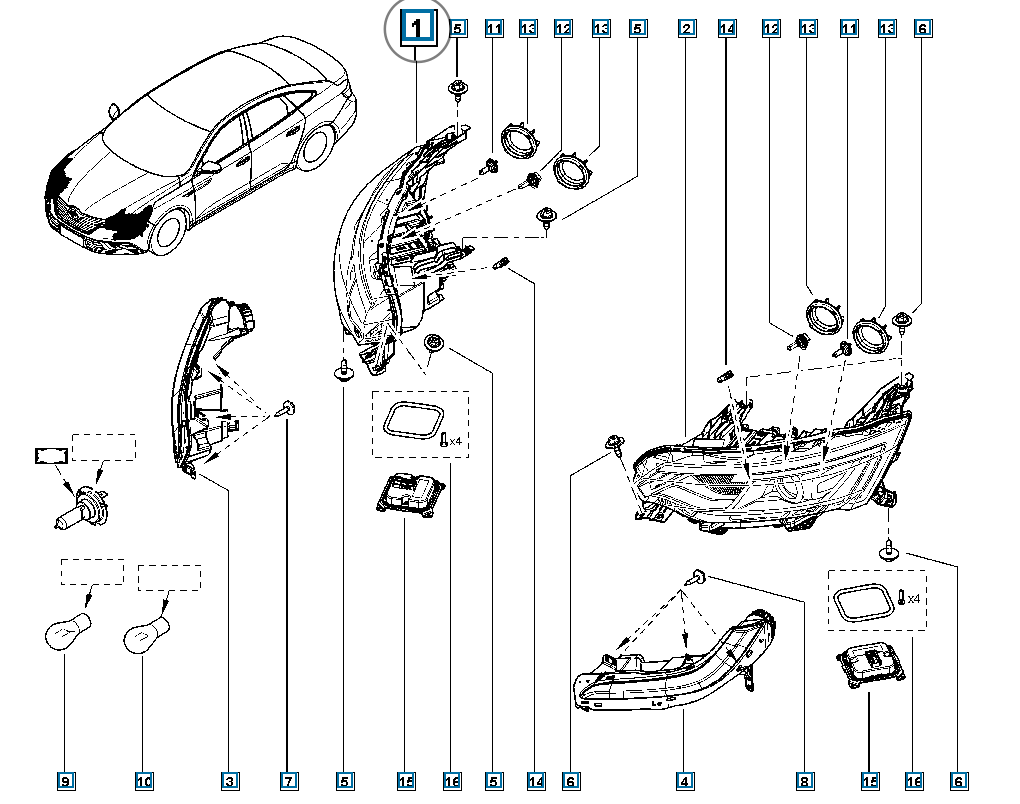 Pièce d'origine Phare avant droit pour Renault Samsung Talisman 260108475R
