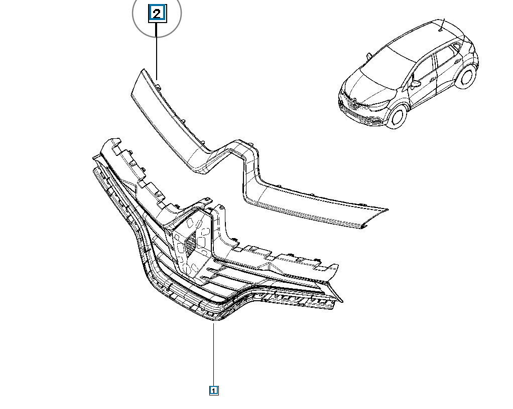 Pièce d'origine Baguette de calandre pour Renault Captur I 623820592R