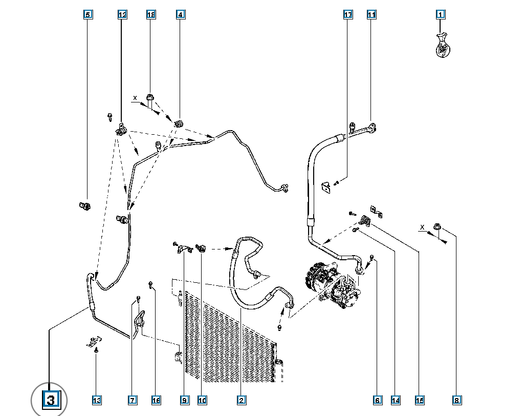 Pièce d'origine Conduite de climatisation avec capteur pour Renault Clio IV Captur 924405098R