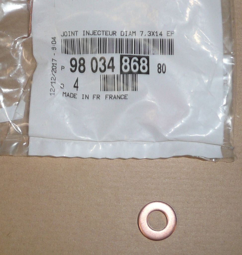 Joint d’injecteur d’origine PSA — Citroën / Peugeot 2.0BLUEHDI 16V — 9803486880 — photographie de la pièce