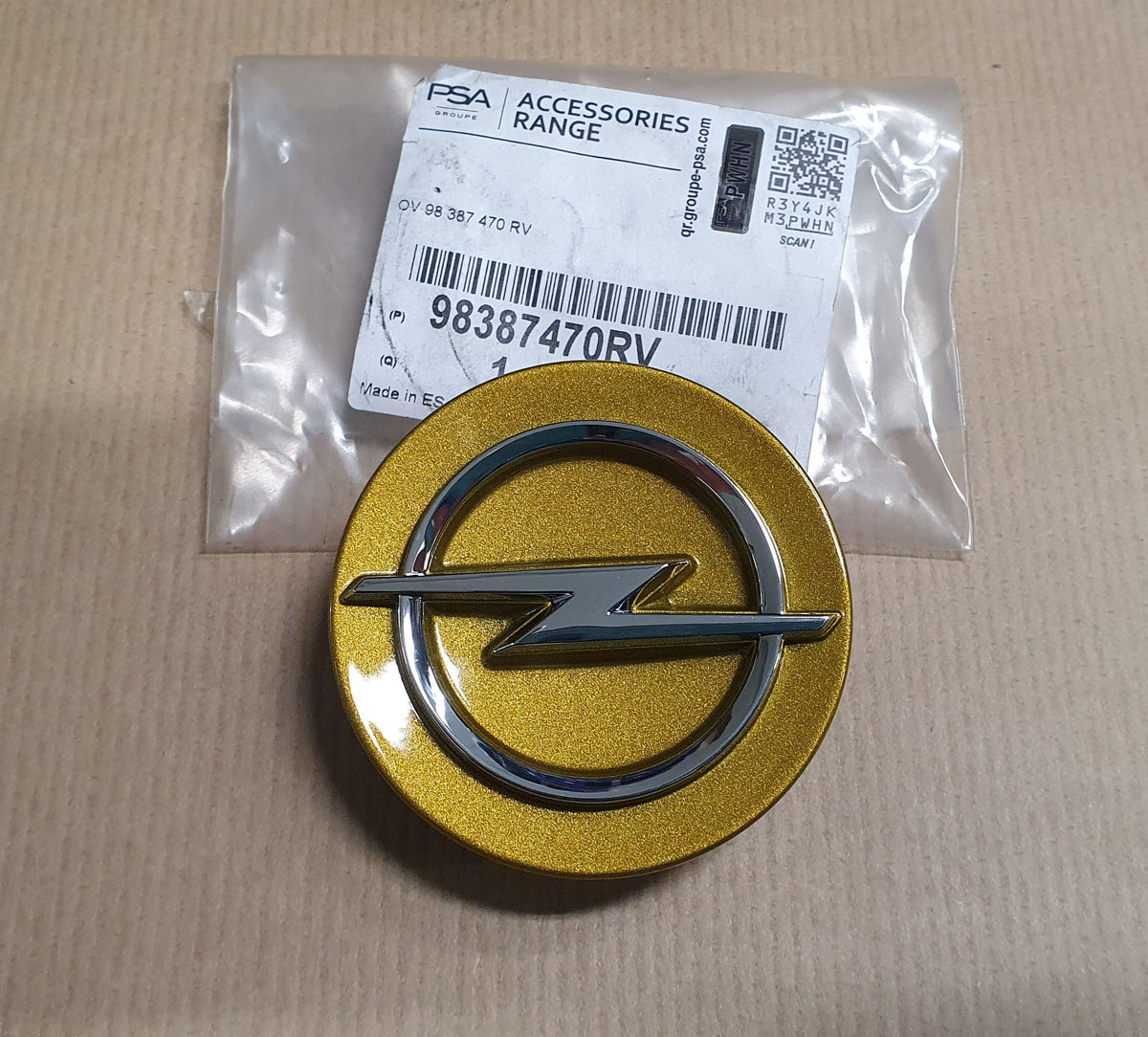 Cache-moyeu de jante d’origine pour Opel Astra L, jaune — 98387470RV — vue 1
