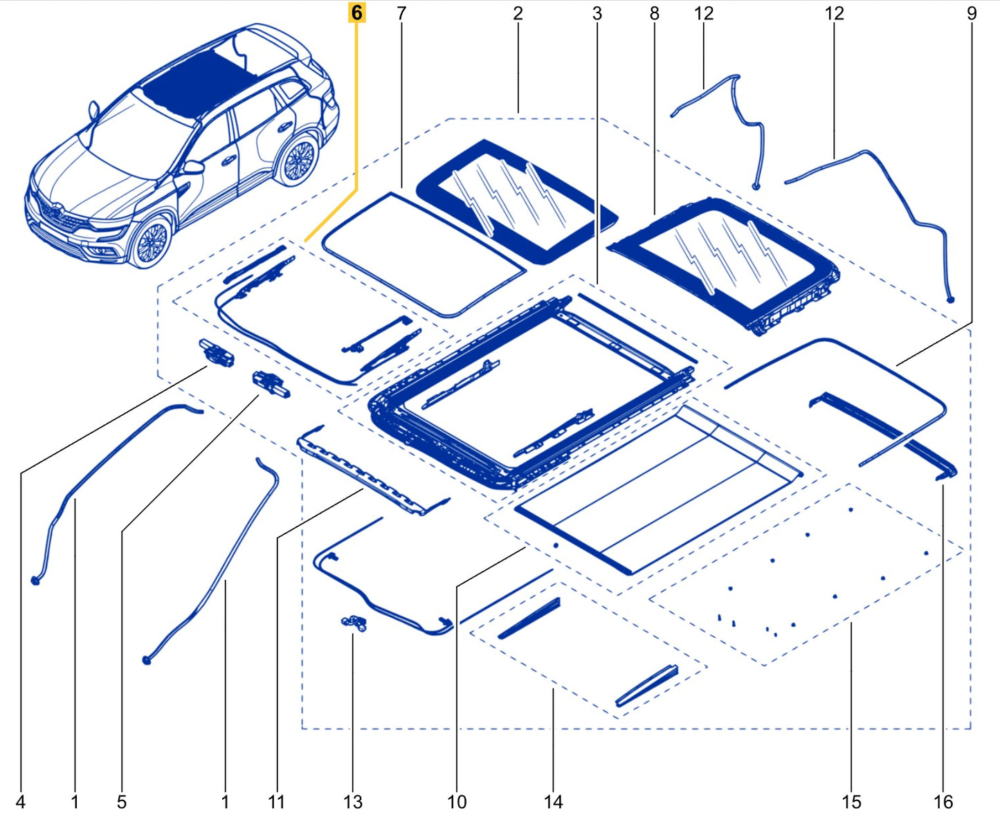 Komplet glissière toit ouvrant Renault koleos 2 II 913662238r