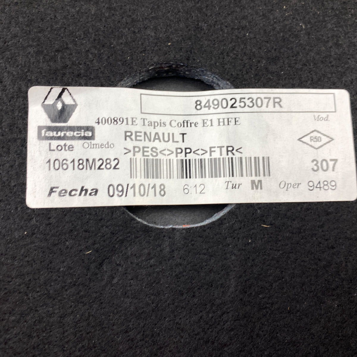 Pièce d'origine Garniture de coffre arrière pour Renault Kadjar 849025307R