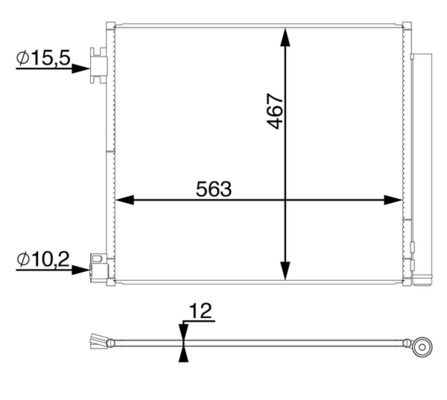 Dessin technique du fabricant — Condenseur de climatisation — MAHLE AC 78 000S