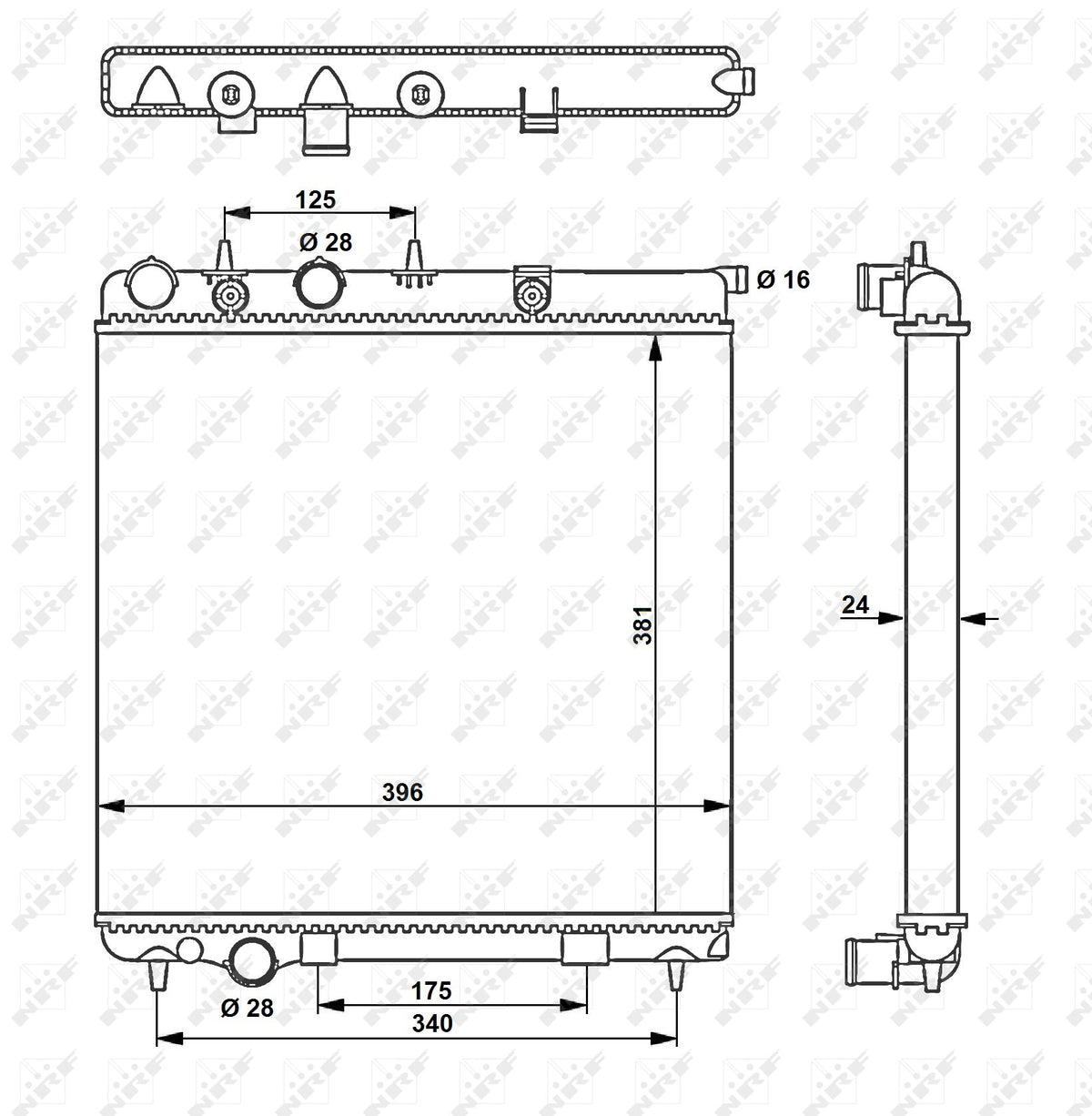 Schéma technique du fabricant — Radiateur de refroidissement moteur NRF 53837