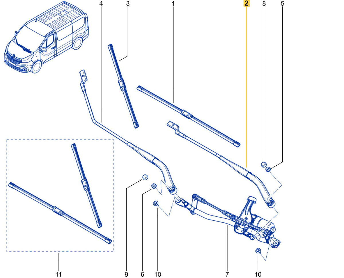 Bras d’essuie-glace gauche pour Renault Trafic III et Nissan NV300 dès 2021 — vue 13