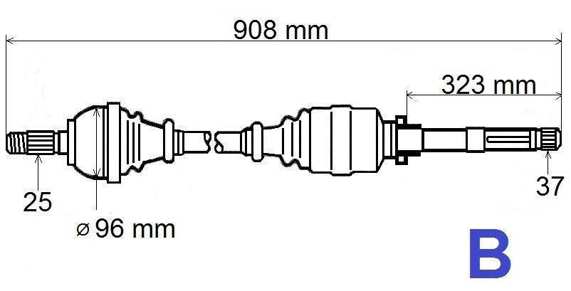 ARBRE DE TRANSMISSION.CITROEN C5 2.2HDI 01> AU 3273.8T 32738T.