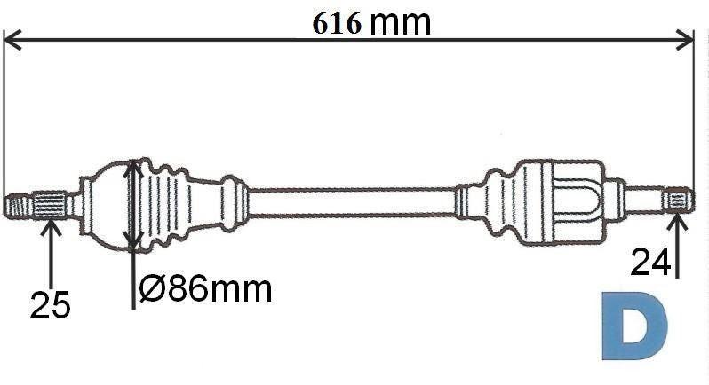 ARBRE DE TRANSMISSION.PEUGEOT 308 1.6HDI/2.0 0 3272.LX 3272LX.