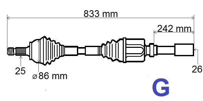 ARBRE DE TRANSMISSION.CITROEN C4,P307 1.6VTI/2 3273.AF 3273AF.