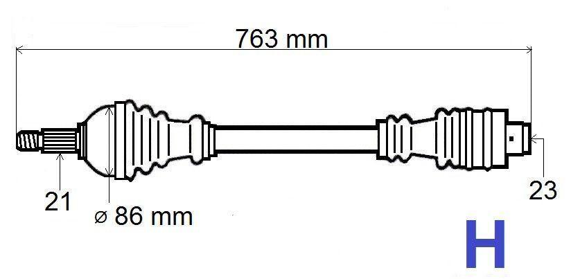 ARBRE DE TRANSMISSION.DACIA LOGAN 1.4 DROITE 8200484373.