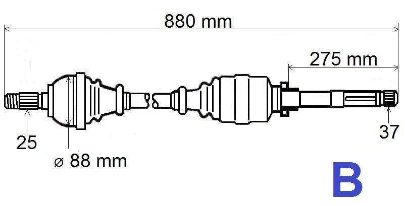 ARBRE DE TRANSMISSION.PEUGEOT 208 1.2 PURE TEC 9825392880.