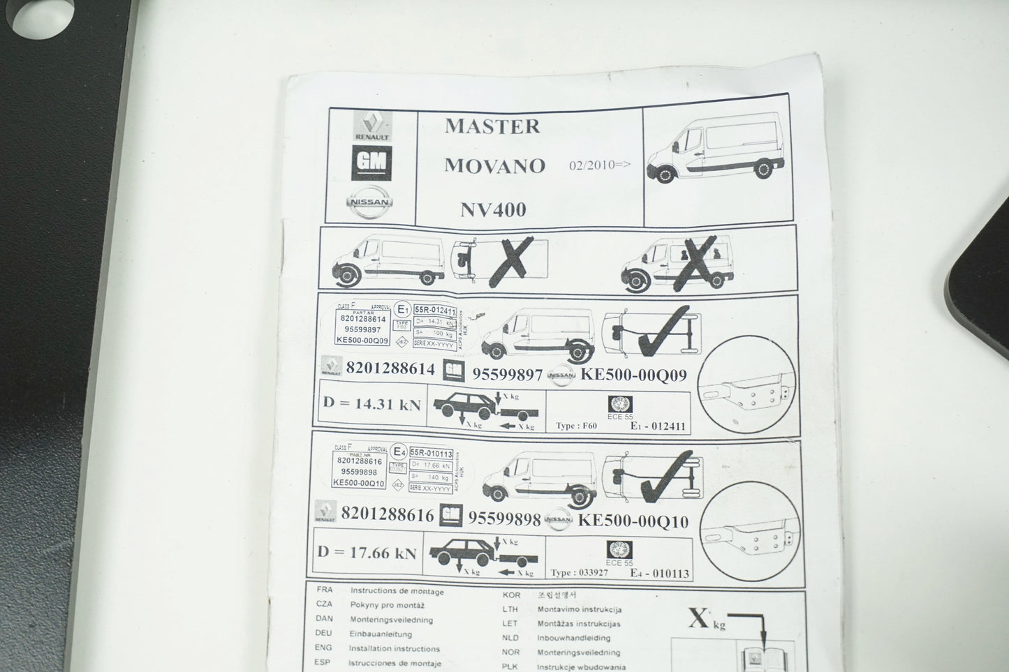 Pièce d'origine Support d'attelage pour Renault Master III Opel Movano B 8201288616