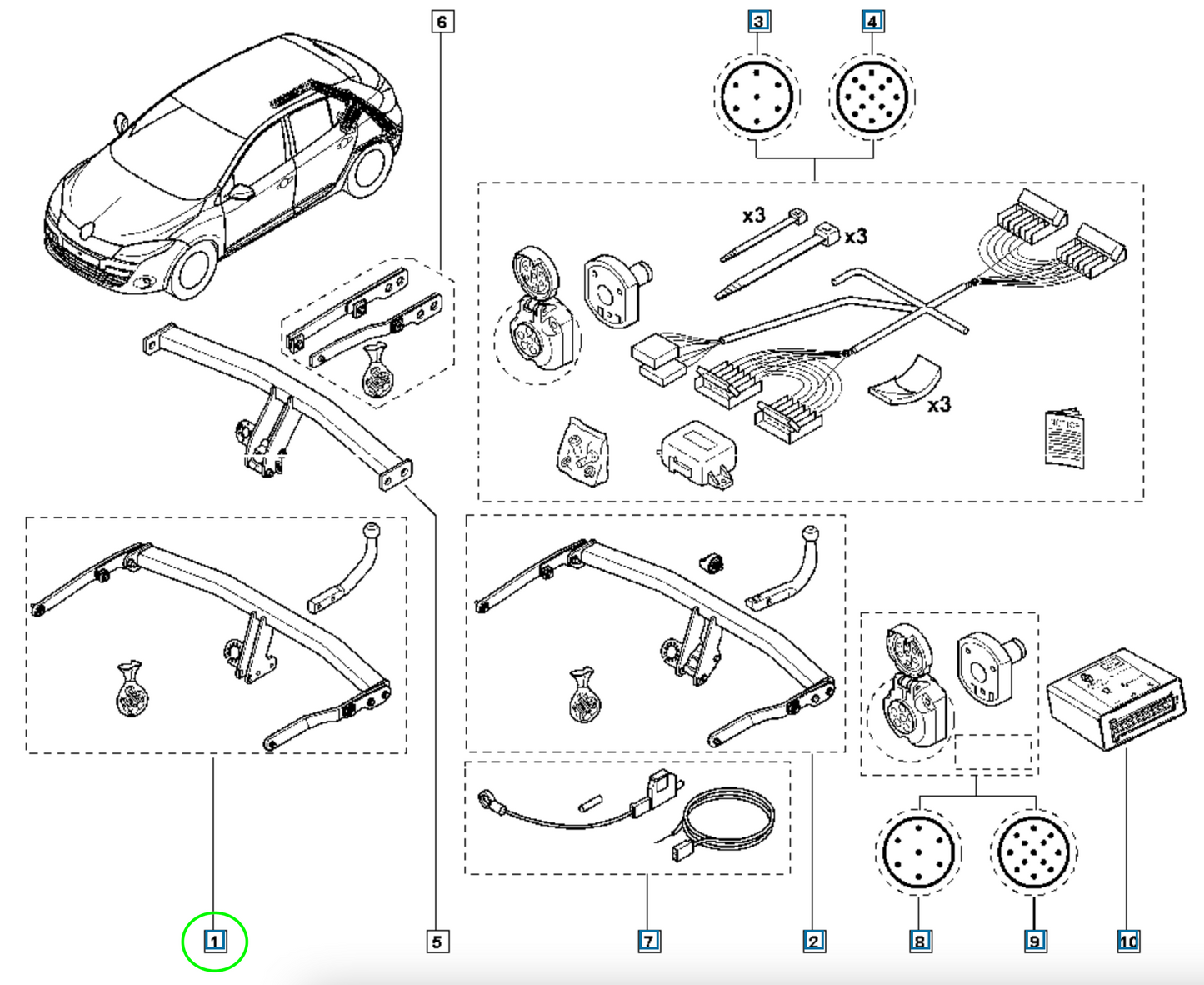 Pièce d'origine Attelage pour Renault Megane III Grandtour 8201264269