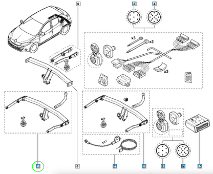 Pièce d'origine Attelage pour Renault Megane III Grandtour 8201264269