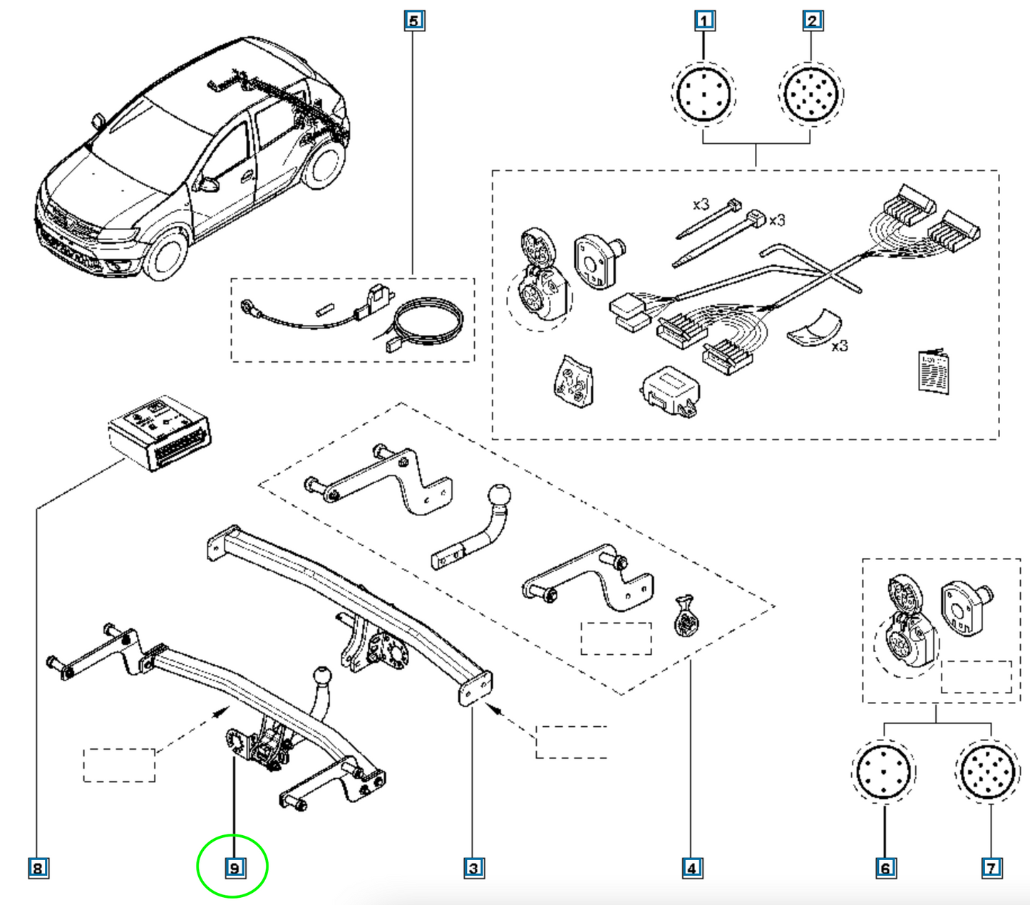 Pièce d'origine Attelage pour Dacia Sandero Stepway II 8201654571