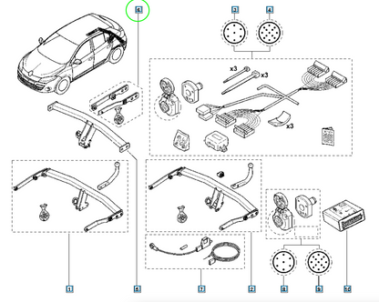 Pièce d'origine Kit de montage d'attelage pour Renault Megane III 8201153897