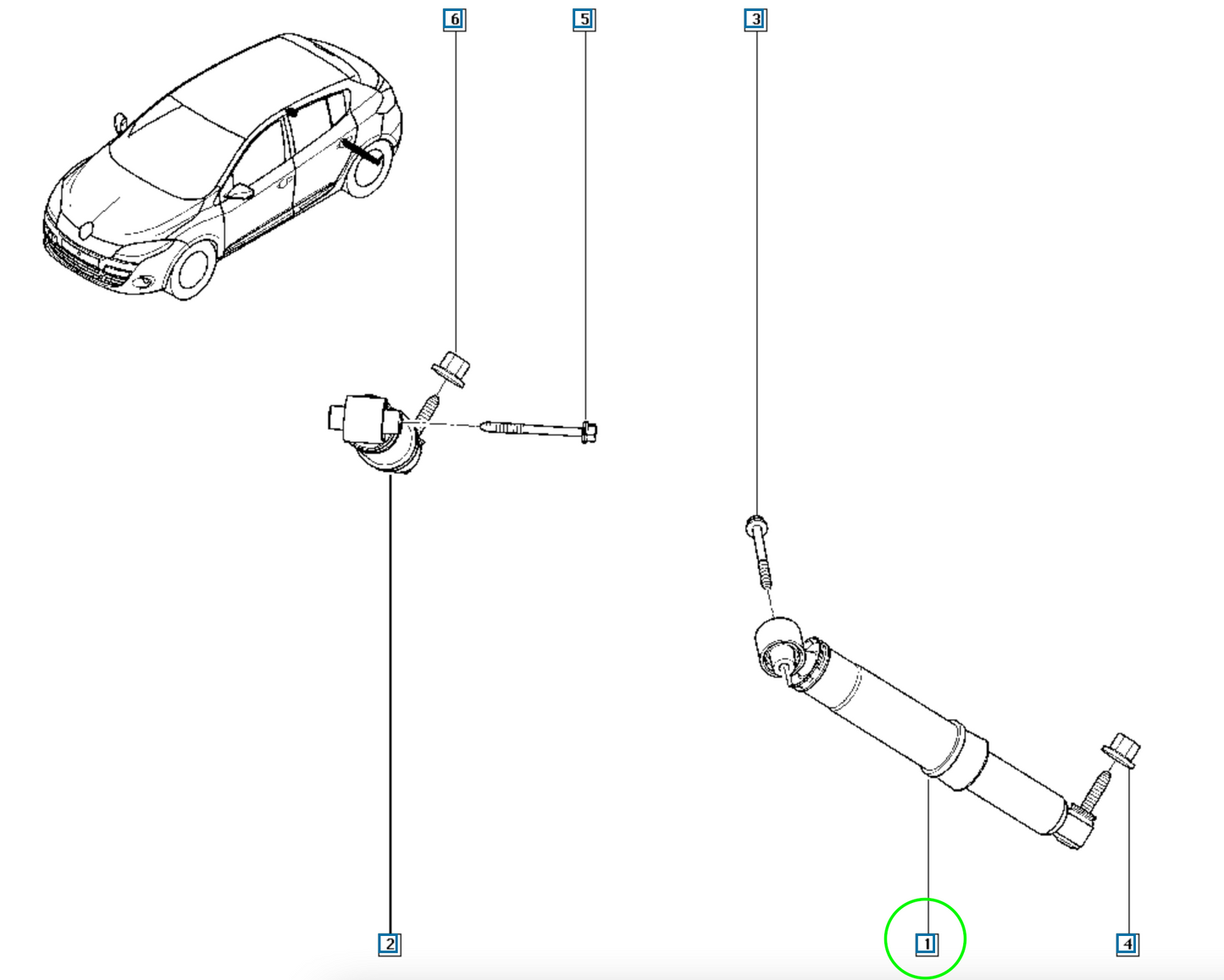 Pièce d'origine Amortisseur arrière pour Renault Megane III 562104554R