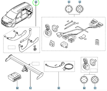 Pièce d'origine Kit de montage d'attelage pour Dacia Lodgy Stepway 8201334151