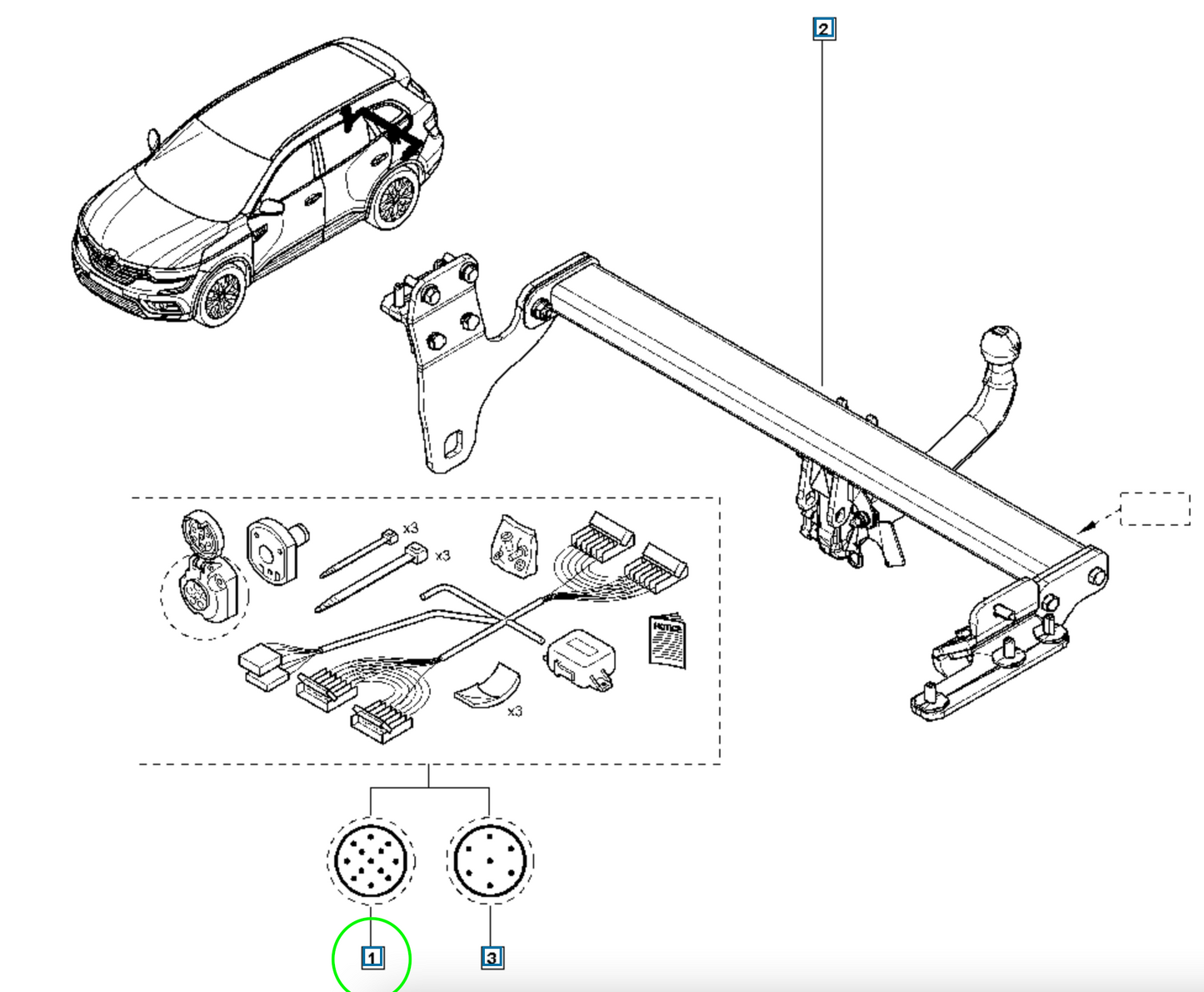 Pièce d'origine Faisceau d'attelage 13 broches pour Renault Koleos II 8201666347
