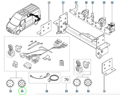 Pièce d'origine Faisceau d'attelage 13 broches pour Renault Master III Opel Movano B Nissan NV400 8201657126