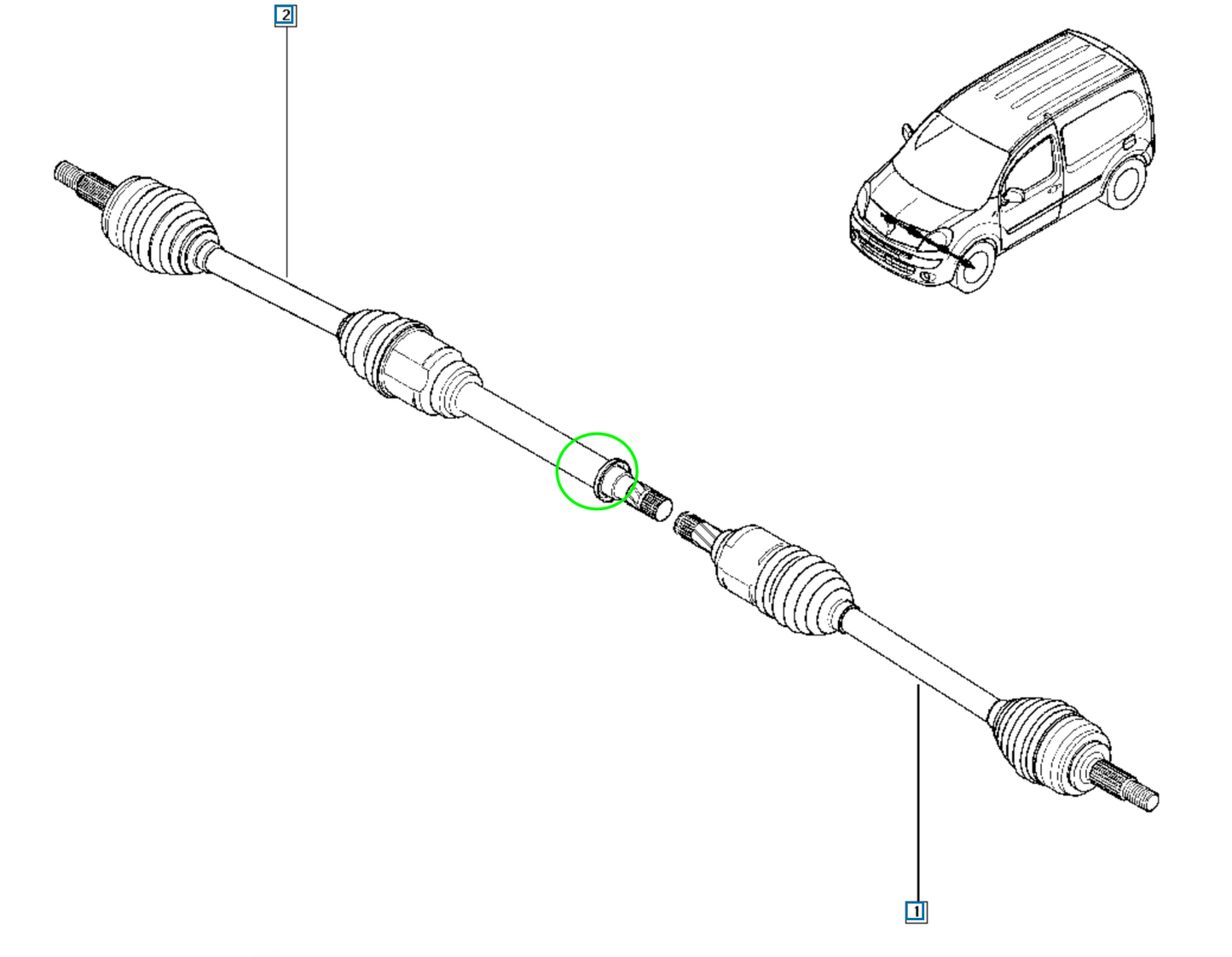 Pièce d'origine Cardan avant droit neuf pour Renault Kangoo II Mercedes Citan 391001209R