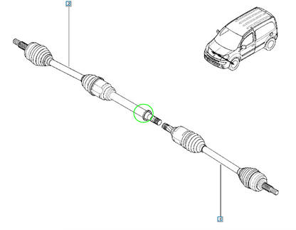 Pièce d'origine Cardan avant droit neuf pour Renault Kangoo II Mercedes Citan 391001209R