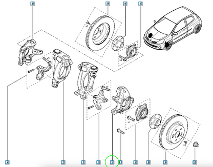 Pièce d'origine Fusée d'essieu avant gauche pour Renault Clio III RS 7701208961