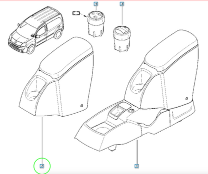 Pièce d'origine Accoudoir neuf pour Renault Kangoo II 7711425131