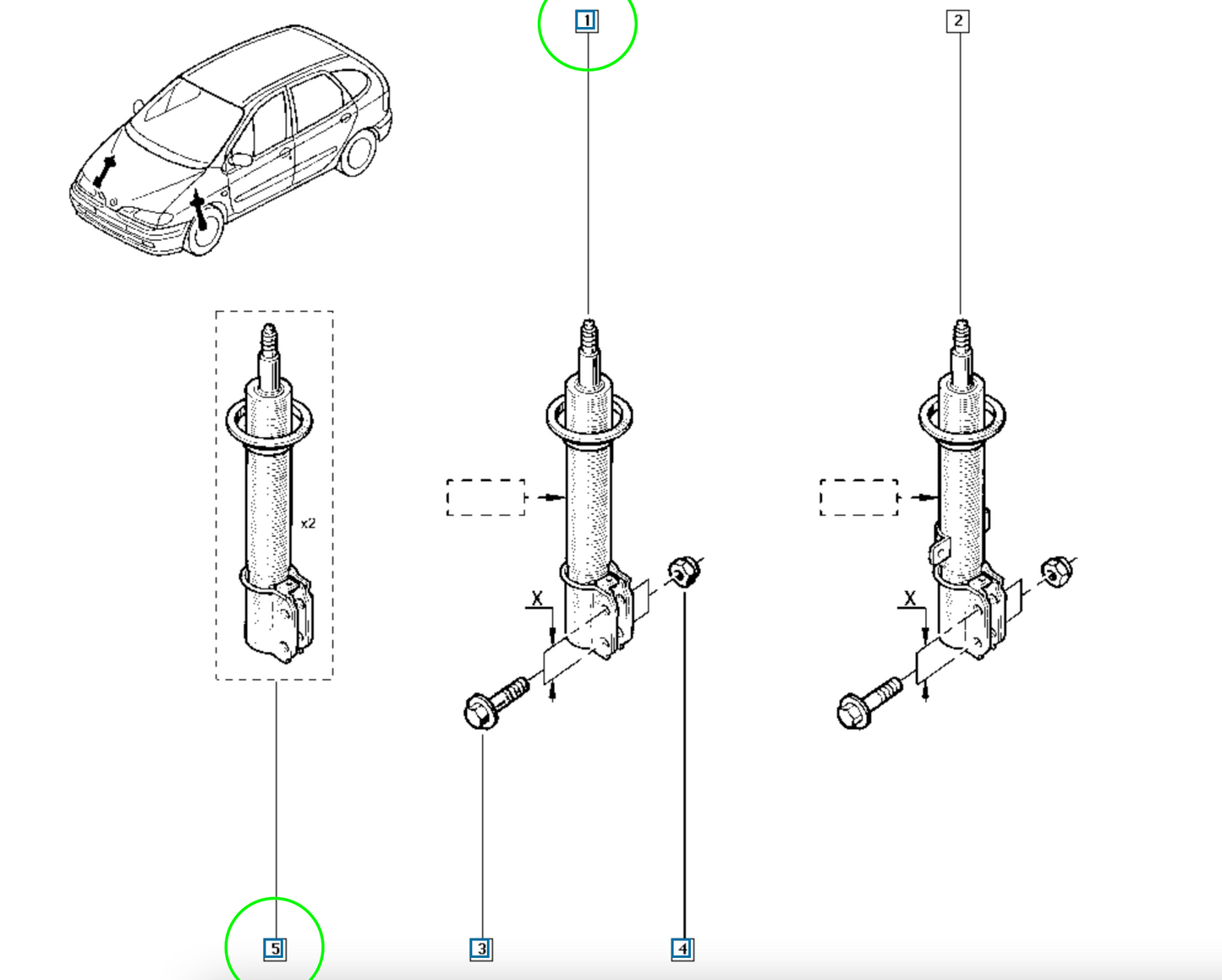Pièce d'origine Amortisseur avant neuf pour Renault Scenic I 543024308R