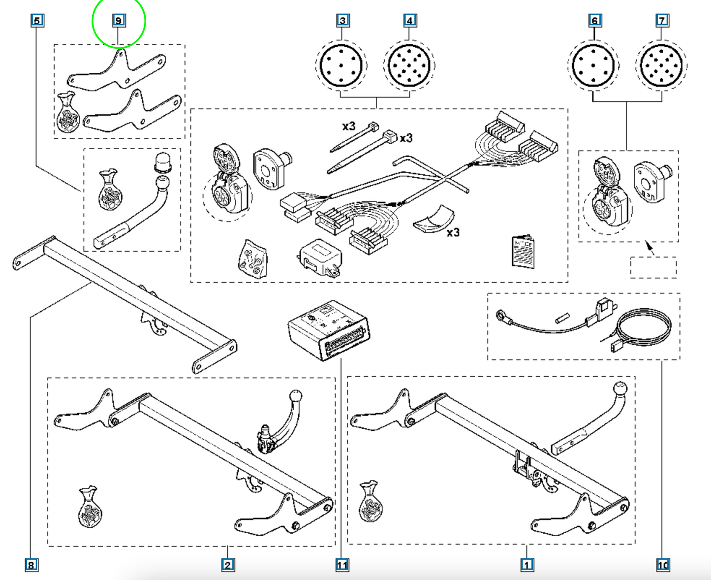 Pièce d'origine Attelage neuf pour Renault Laguna III 7711427699