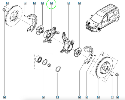 Pièce d'origine Fusée d'essieu avant droite pour Dacia Dokker Lodgy 400145345R