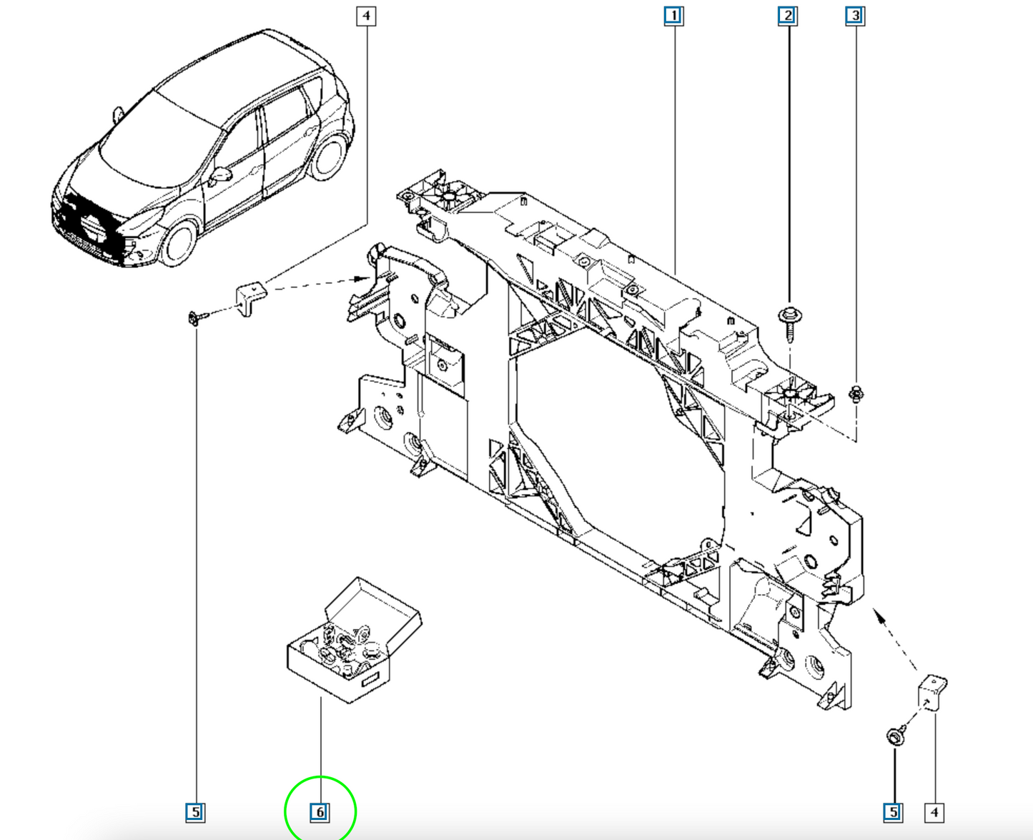 Pièce d'origine Kit de réparation de pare-chocs avant pour Renault Scenic III 625540262R