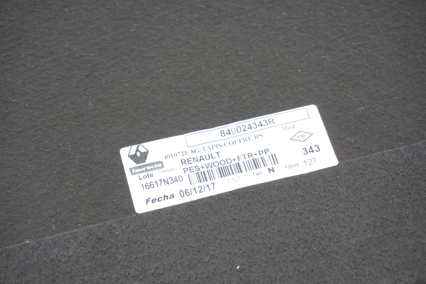 Pièce d'origine Plancher de coffre pour Renault Megane 849024343R
