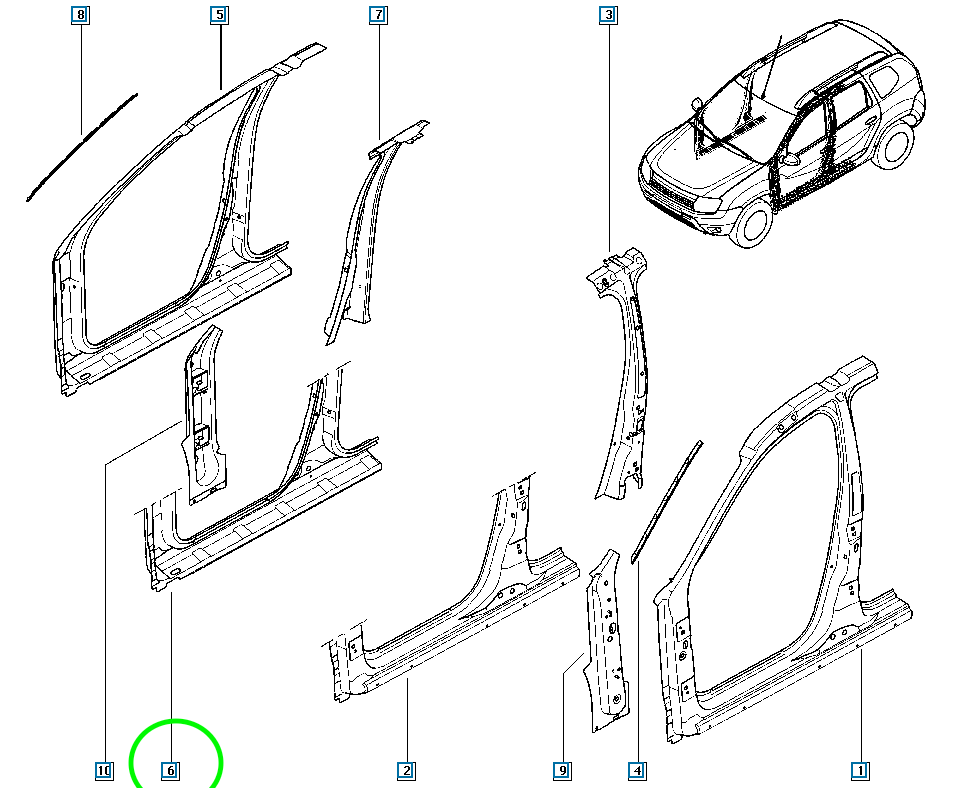 Pièce d'origine Bas de caisse avant droit neuf pour Dacia Duster 781160242R