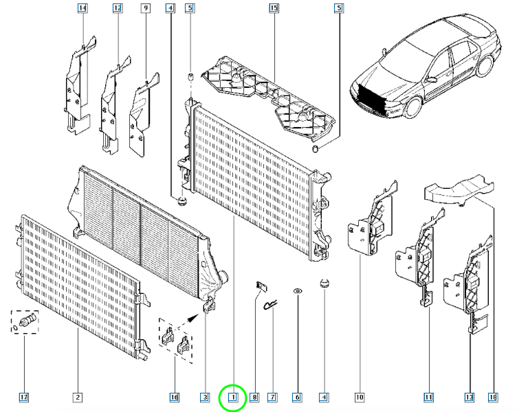 Pièce d'origine Radiateur moteur neuf pour Renault Laguna II 8200292771