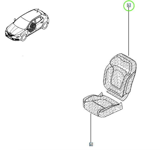 Pièce d'origine Housse de dossier de siège pour Renault Megane IV 876703611R