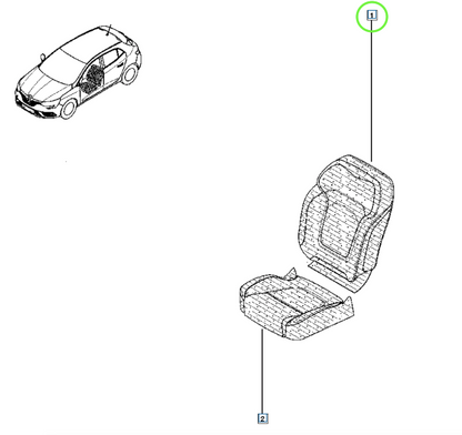 Pièce d'origine Housse de dossier de siège pour Renault Megane IV 876703611R