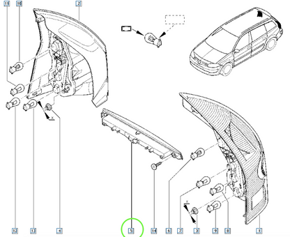 Pièce d'origine Troisième feu stop pour Renault Megane II 8200175538