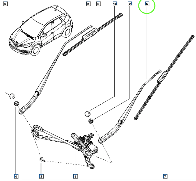 Pièce d'origine Bras d'essuie-glace pour Renault Captur 288812161R