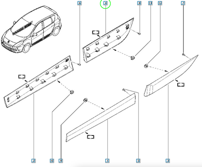 Pièce d'origine Baguette de porte droite pour Renault Scenic III 828760002R
