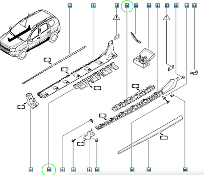 Pièce d'origine Support de renfort de baguette de bas de caisse neuf pour Dacia Duster I 764580718R