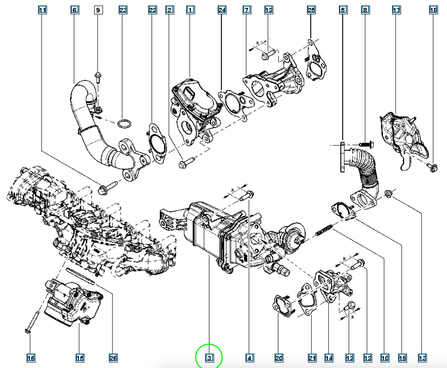 Pièce d'origine Refroidisseur EGR pour Renault Master III 147355238R
